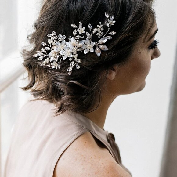 Wedding Hair Comb Pearl Crystal Silver Bridal Hair Accessory  display picture 1
